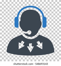 Smooth Blue Operator Message interface icon. Vector pictograph style is a flat bicolor symbol on chess transparent background.