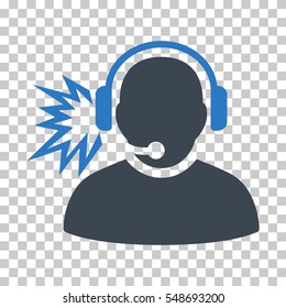 Smooth Blue Operator Message interface pictogram. Vector pictogram style is a flat bicolor symbol on chess transparent background.