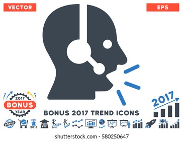 Smooth Blue Operator Message pictograph with bonus 2017 year trend pictures. Vector illustration style is flat iconic bicolor symbols, white background.