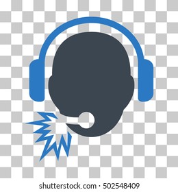 Smooth Blue Operator Message toolbar pictogram. Vector pictogram style is a flat bicolor symbol on chess transparent background.