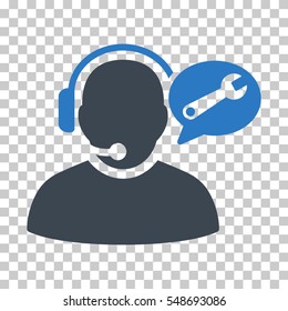 Smooth Blue Operator Service Message toolbar pictogram. Vector pictograph style is a flat bicolor symbol on chess transparent background.