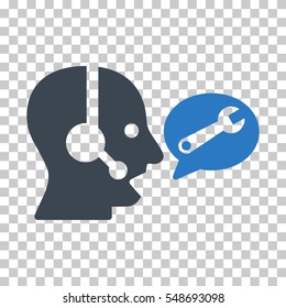 Smooth Blue Operator Service Message interface icon. Vector pictograph style is a flat bicolor symbol on chess transparent background.