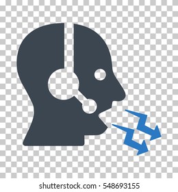 Smooth Blue Operator Shout toolbar icon. Vector pictograph style is a flat bicolor symbol on chess transparent background.