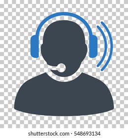 Smooth Blue Operator Signal toolbar pictogram. Vector pictogram style is a flat bicolor symbol on chess transparent background.