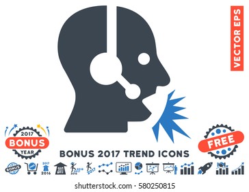 Smooth Blue Operator Speech icon with bonus 2017 trend elements. Vector illustration style is flat iconic bicolor symbols, white background.