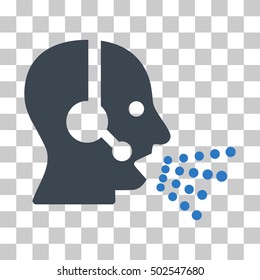 Smooth Blue Operator Speech toolbar pictogram. Vector pictogram style is a flat bicolor symbol on chess transparent background.