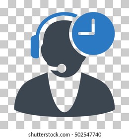 Smooth Blue Operator Time toolbar icon. Vector pictograph style is a flat bicolor symbol on chess transparent background.