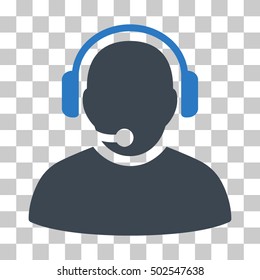 Smooth Blue Operator toolbar icon. Vector pictograph style is a flat bicolor symbol on chess transparent background.