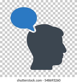 Smooth Blue Person Opinion interface toolbar icon. Vector pictograph style is a flat bicolor symbol on chess transparent background.