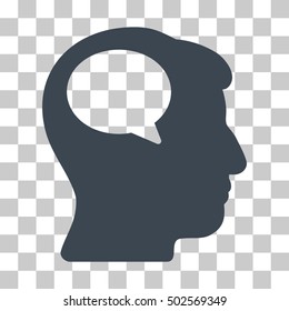 Smooth Blue Person Thinking toolbar pictogram. Vector pictogram style is a flat symbol on chess transparent background.