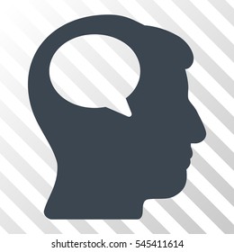 Smooth Blue Person Thinking toolbar pictogram. Vector pictogram style is a flat symbol on diagonal hatch transparent background.