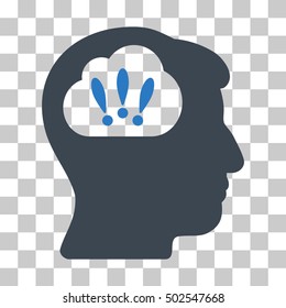 Smooth Blue Problem Brainstorm interface icon. Vector pictogram style is a flat bicolor symbol on chess transparent background.