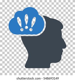 Smooth Blue Problem Brainstorm interface pictogram. Vector pictogram style is a flat bicolor symbol on chess transparent background.