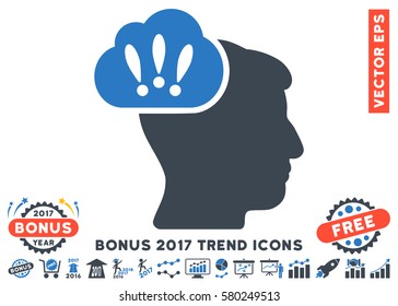 Smooth Blue Problem Brainstorm pictograph with bonus 2017 trend symbols. Vector illustration style is flat iconic bicolor symbols, white background.