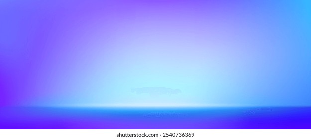 Smooth blue and purple color gradient studio room interior. Minimalist background of empty photographic limbo space. Realistic vector showroom backdrop for product photography or goods presentation.