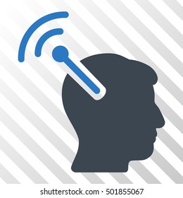 Smooth Blue Radio Neural Interface interface icon. Vector pictogram style is a flat bicolor symbol on diagonal hatch transparent background.