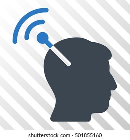 Smooth Blue Radio Neural Interface interface toolbar icon. Vector pictograph style is a flat bicolor symbol on diagonal hatch transparent background.