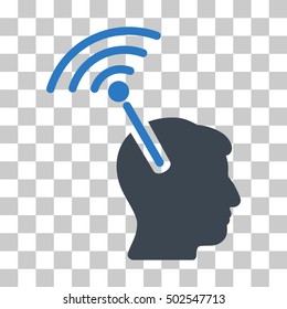 Smooth Blue Radio Neural Interface interface icon. Vector pictogram style is a flat bicolor symbol on chess transparent background.