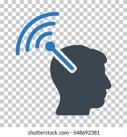 Smooth Blue Radio Neural Interface toolbar pictogram. Vector pictograph style is a flat bicolor symbol on chess transparent background.
