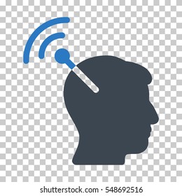 Smooth Blue Radio Neural Interface toolbar pictogram. Vector pictograph style is a flat bicolor symbol on chess transparent background.