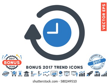 Smooth Blue Repeat Clock pictograph with bonus 2017 year trend elements. Vector illustration style is flat iconic bicolor symbols, white background.