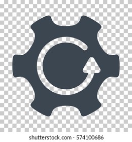 Smooth Blue Rotate Gear toolbar icon. Vector pictograph style is a flat symbol on chess transparent background.