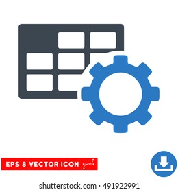 Smooth Blue Schedule Settings EPS vector icon. Illustration style is flat iconic bicolor symbol on a white background.