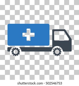 Smooth Blue Service Car interface toolbar pictogram. Vector pictograph style is a flat bicolor symbol on chess transparent background.