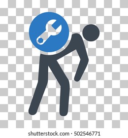 Smooth Blue Service Courier interface icon. Vector pictograph style is a flat bicolor symbol on chess transparent background.