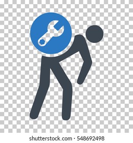 Smooth Blue Service Courier interface toolbar icon. Vector pictogram style is a flat bicolor symbol on chess transparent background.