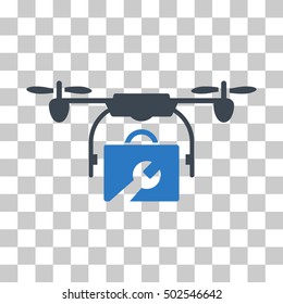 Smooth Blue Service Drone interface pictogram. Vector pictogram style is a flat bicolor symbol on chess transparent background.