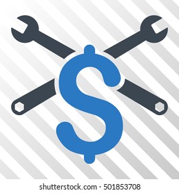 Smooth Blue Service Price interface toolbar icon. Vector pictograph style is a flat bicolor symbol on diagonal hatch transparent background.