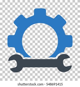 Smooth Blue Service Tools interface icon. Vector pictograph style is a flat bicolor symbol on chess transparent background.