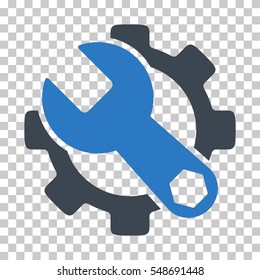 Smooth Blue Service Tools interface toolbar pictogram. Vector pictograph style is a flat bicolor symbol on chess transparent background.