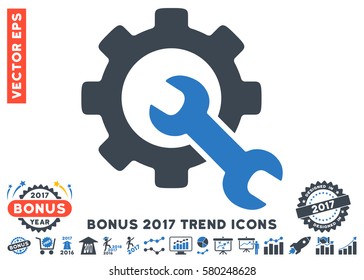 Smooth Blue Service Tools pictograph with bonus 2017 trend clip art. Vector illustration style is flat iconic bicolor symbols, white background.