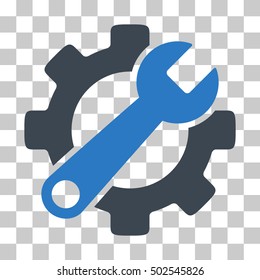 Smooth Blue Service Tools toolbar pictogram. Vector pictogram style is a flat bicolor symbol on chess transparent background.