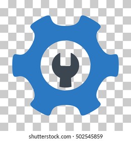 Smooth Blue Service Tools toolbar pictogram. Vector pictograph style is a flat bicolor symbol on chess transparent background.