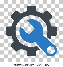 Smooth Blue Service Tools toolbar pictogram. Vector pictogram style is a flat bicolor symbol on chess transparent background.