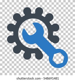 Smooth Blue Service Tools toolbar pictogram. Vector pictograph style is a flat bicolor symbol on chess transparent background.