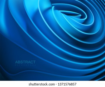 Smooth blue shape. Silky flowing substance. Delicate wavy surface. Vector 3d illustration. Abstract colorful background. Trendy cover design. Modern poster layout.