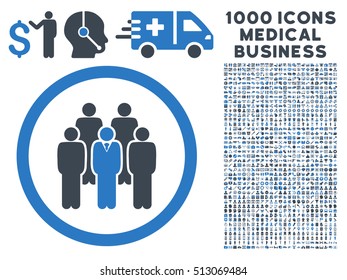 Smooth Blue Staff vector bicolor rounded icon. Image style is a flat icon symbol inside a circle, white background. Bonus clipart includes 1000 health care business elements.