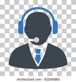 Smooth Blue Support Manager interface pictogram. Vector pictograph style is a flat bicolor symbol on chess transparent background.