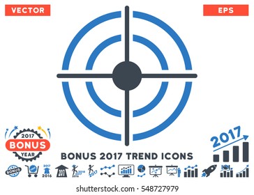 Smooth Blue Target pictogram with bonus 2017 year trend pictograph collection. Vector illustration style is flat iconic bicolor symbols, white background.