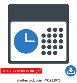 Smooth Blue Time and Date EPS vector icon. Illustration style is flat iconic bicolor symbol on a white background.