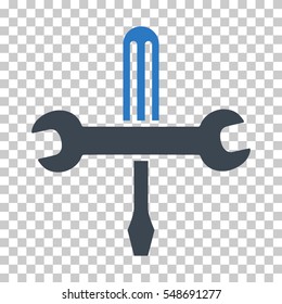 Smooth Blue Tools interface toolbar pictogram. Vector pictograph style is a flat bicolor symbol on chess transparent background.
