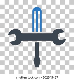 Smooth Blue Tools toolbar icon. Vector pictogram style is a flat bicolor symbol on chess transparent background.
