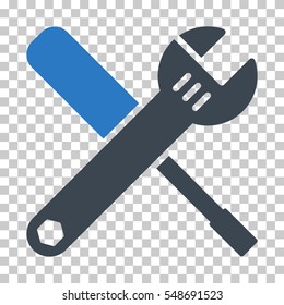Smooth Blue Tools toolbar icon. Vector pictograph style is a flat bicolor symbol on chess transparent background.