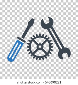Smooth Blue Tuning Service interface toolbar icon. Vector pictogram style is a flat bicolor symbol on chess transparent background.