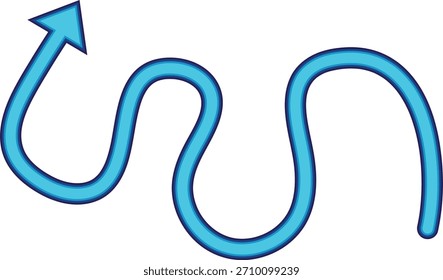 Uma seta ondulada para cima, azul suave, ideal para representar progresso, movimento, flexibilidade, navegação e fluxo criativo em apresentações, infográficos e projetos de design digital.
