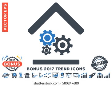 Smooth Blue Workshop pictogram with bonus 2017 year trend design elements. Vector illustration style is flat iconic bicolor symbols, white background.